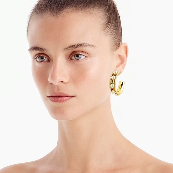 J.Crew Pearl-studded Hoop Earrings - Picture 3 of 8